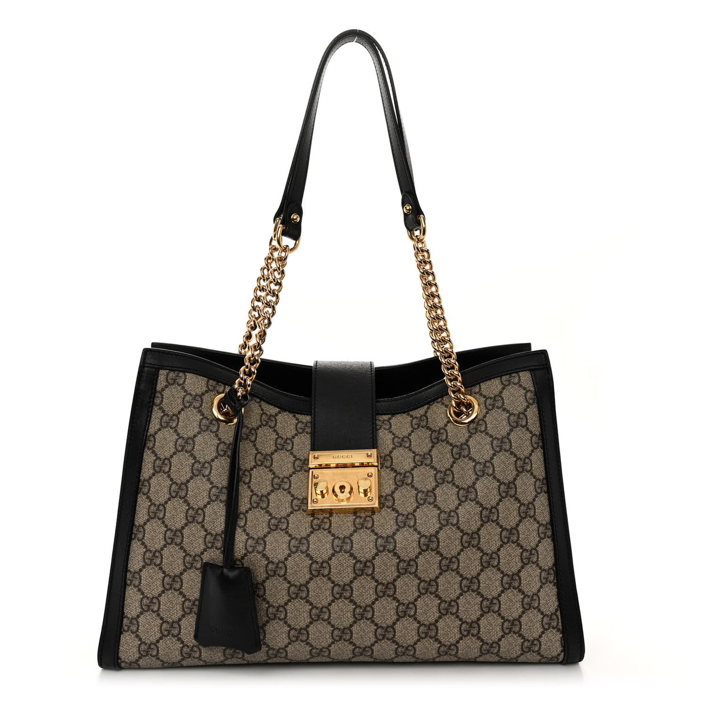 GG Supreme Monogram Medium Padlock Tote Black