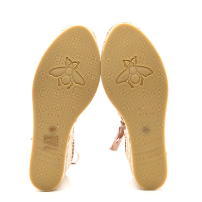 Gucci Nappa Matelasse GG Marmont Ankle Wrap Platform 35/120mm Espadrille Wedges 39.5 Porcelain Rose 5 of 11