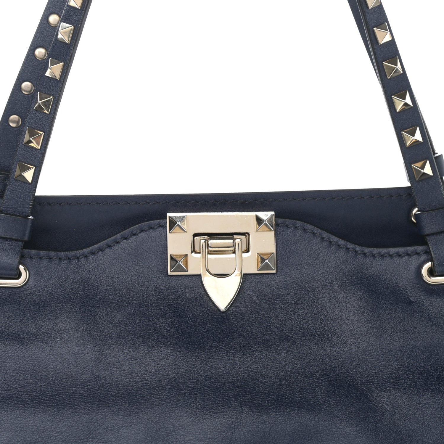 Valentino Garavani Vitello Medium Rockstud Tote Marine 7 of 13