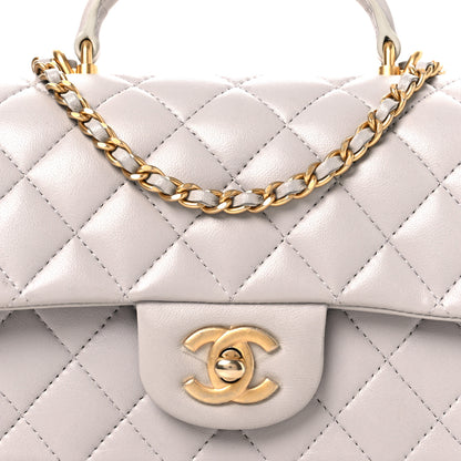 Chanel Lambskin Quilted Mini Top Handle Rectangular Flap Grey 8 of 11