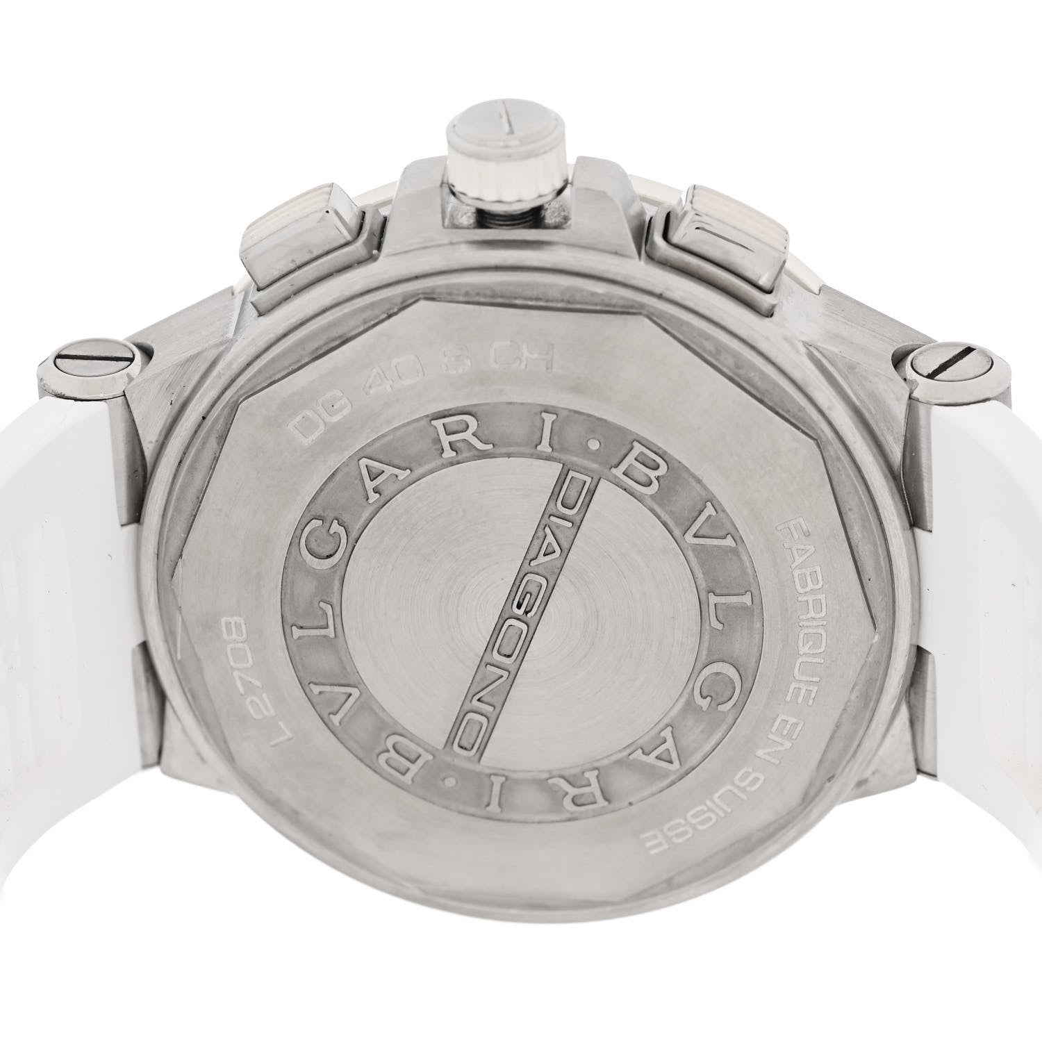 Bulgari Stainless Steel Rubber Diamond 40mm Diagono Chronograph Automatic Watch White 4 of 4