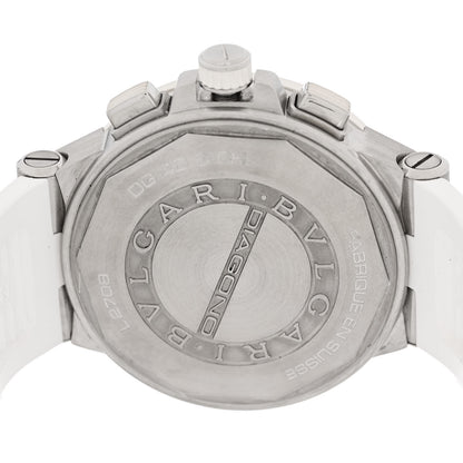 Bulgari Stainless Steel Rubber Diamond 40mm Diagono Chronograph Automatic Watch White 4 of 4