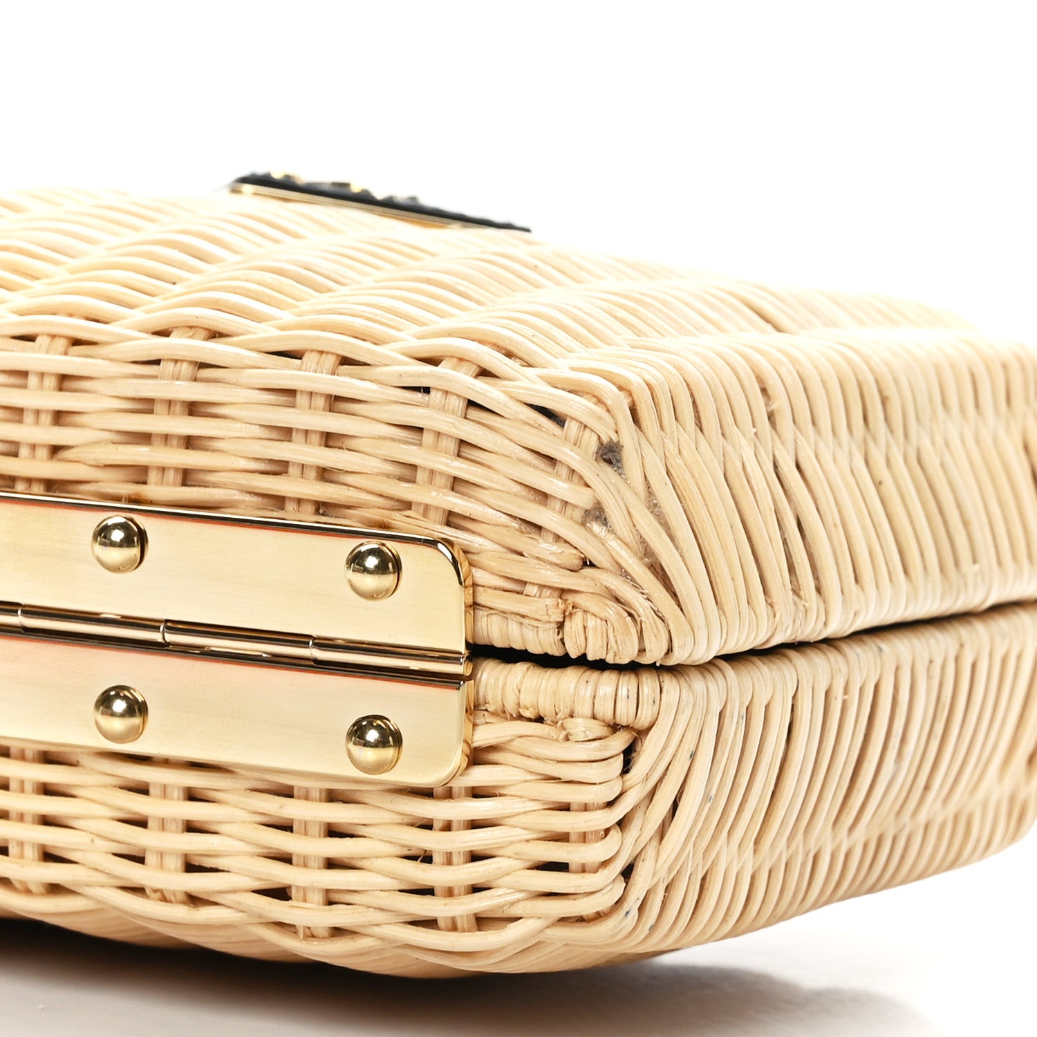 Prada Wicker Triangle Crossbody Clutch Naturale Black 8 of 8