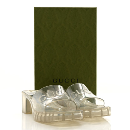 Gucci Rubber Gucci Logo Womens Platform 20/60mm Slide Sandals 39 Transparent 8 of 8