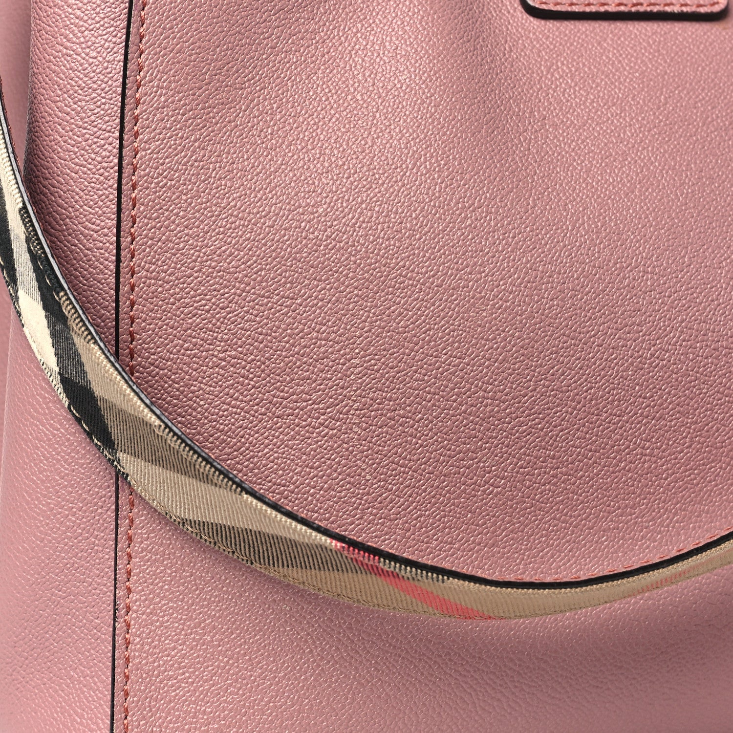 Burberry Soft Grain Calfskin Medium Buckle Tote Dusty Pink 9 of 10