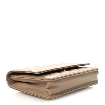 Chanel Caviar Quilted Wallet on Chain WOC Dark Beige 4 of 12