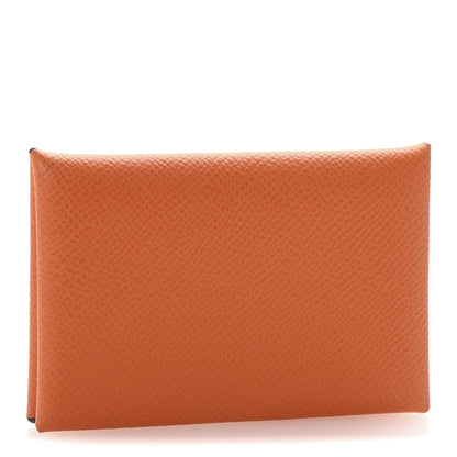 Hermes Epsom Verso Calvi Card Case Orange Celeste 3 of 9