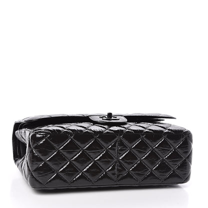 Chanel Shiny Distressed Calfskin Quilted Jumbo Double Flap So Black 4 of 10