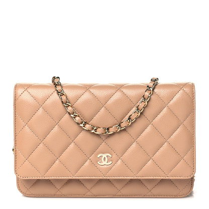 Chanel Caviar Quilted Wallet on Chain WOC Dark Beige 1 of 12