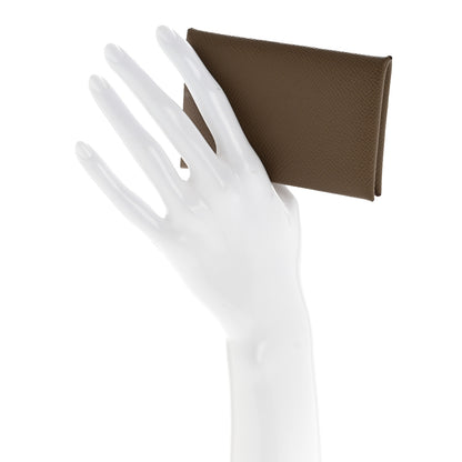 Hermes Epsom Calvi Card Case Etoupe 2 of 8