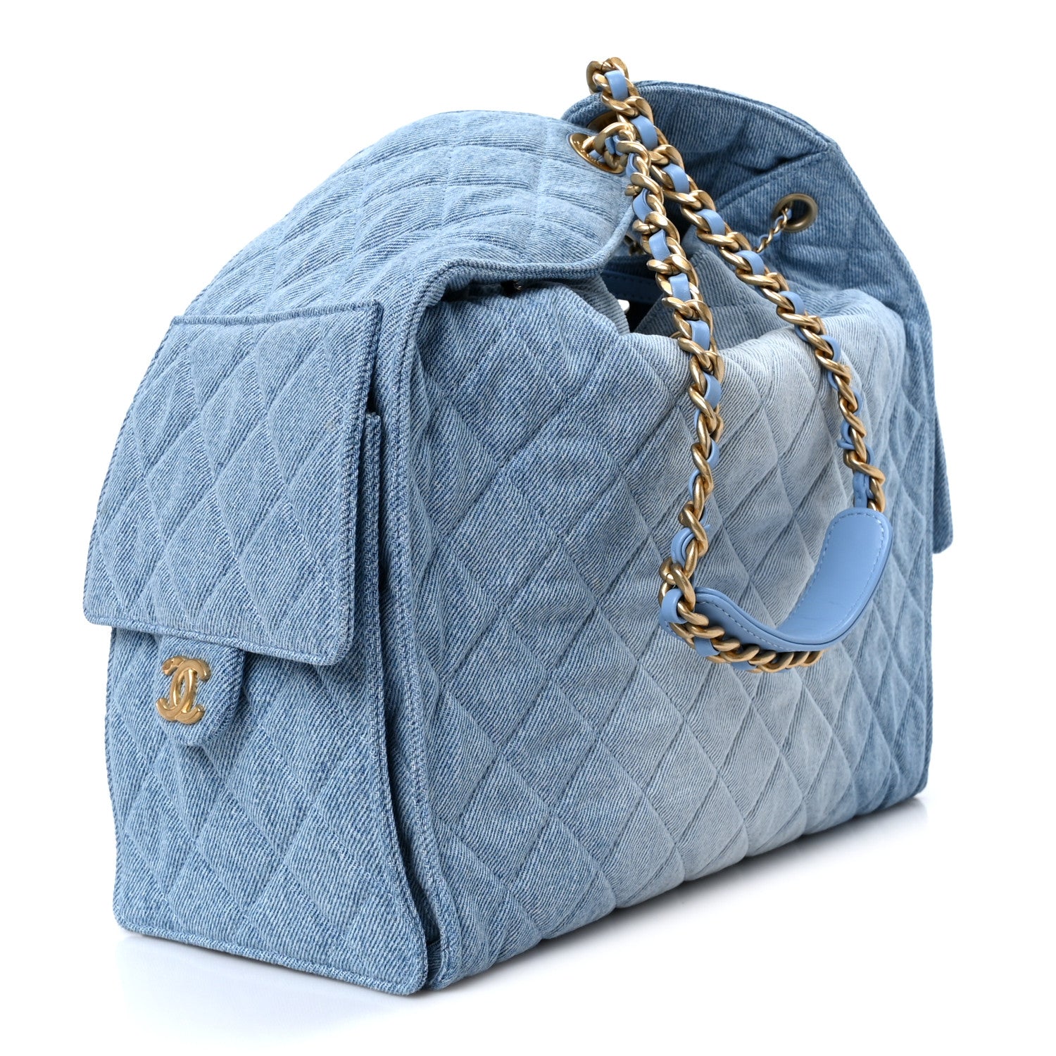Chanel Washed Denim Quilted Medium Chanel 25 Handbag Blue 3 of 12