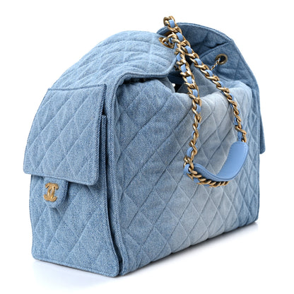 Chanel Washed Denim Quilted Medium Chanel 25 Handbag Blue 3 of 12