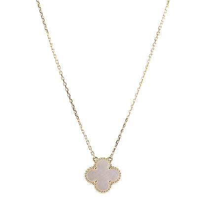 Van Cleef & Arpels 18K Yellow Gold Mother of Pearl Vintage Alhambra Pendant Necklace 1 of 6