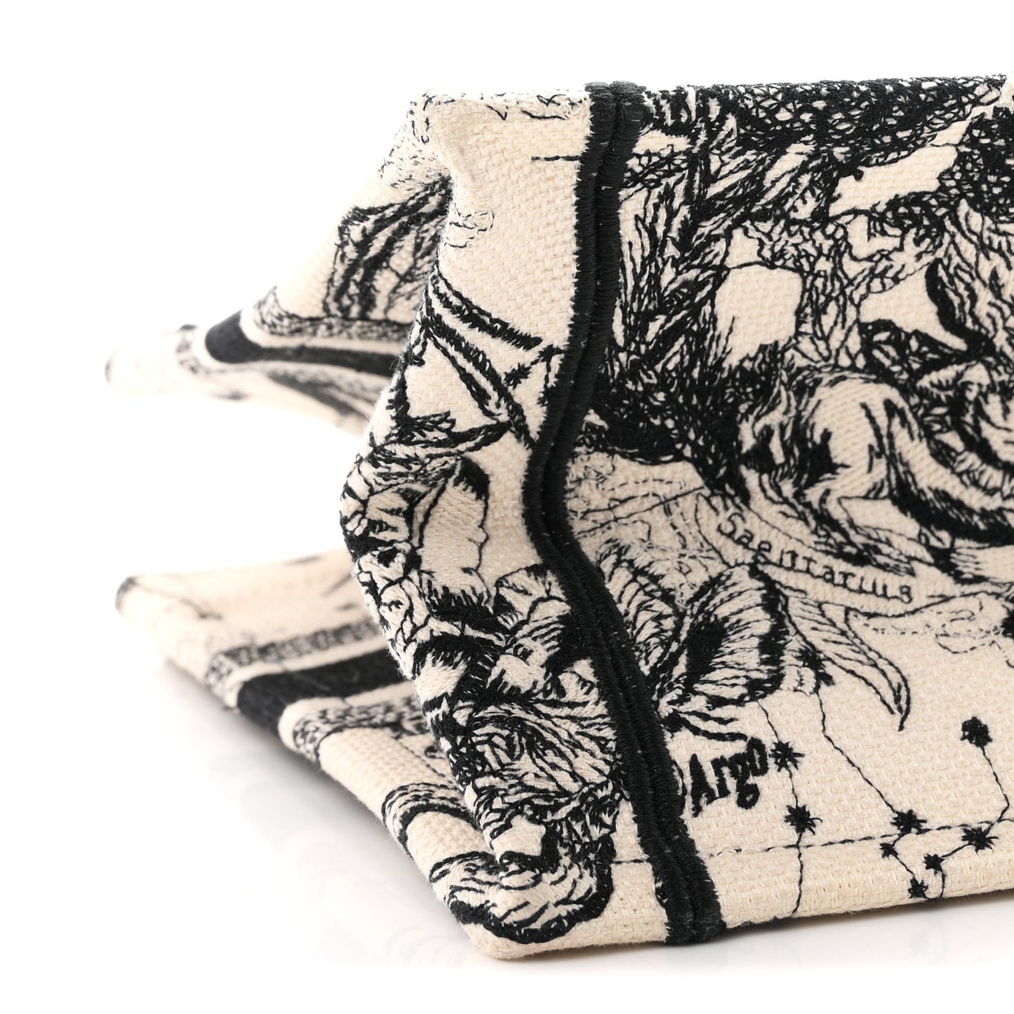 Canvas Embroidered Small Zodiac Toile De Jouy Book Tote Latte