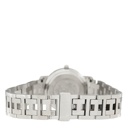 Hermes Stainless Steel Diamond Mother of Pearl 24mm Clipper Nacre Quartz Watch Blue 3 of 4