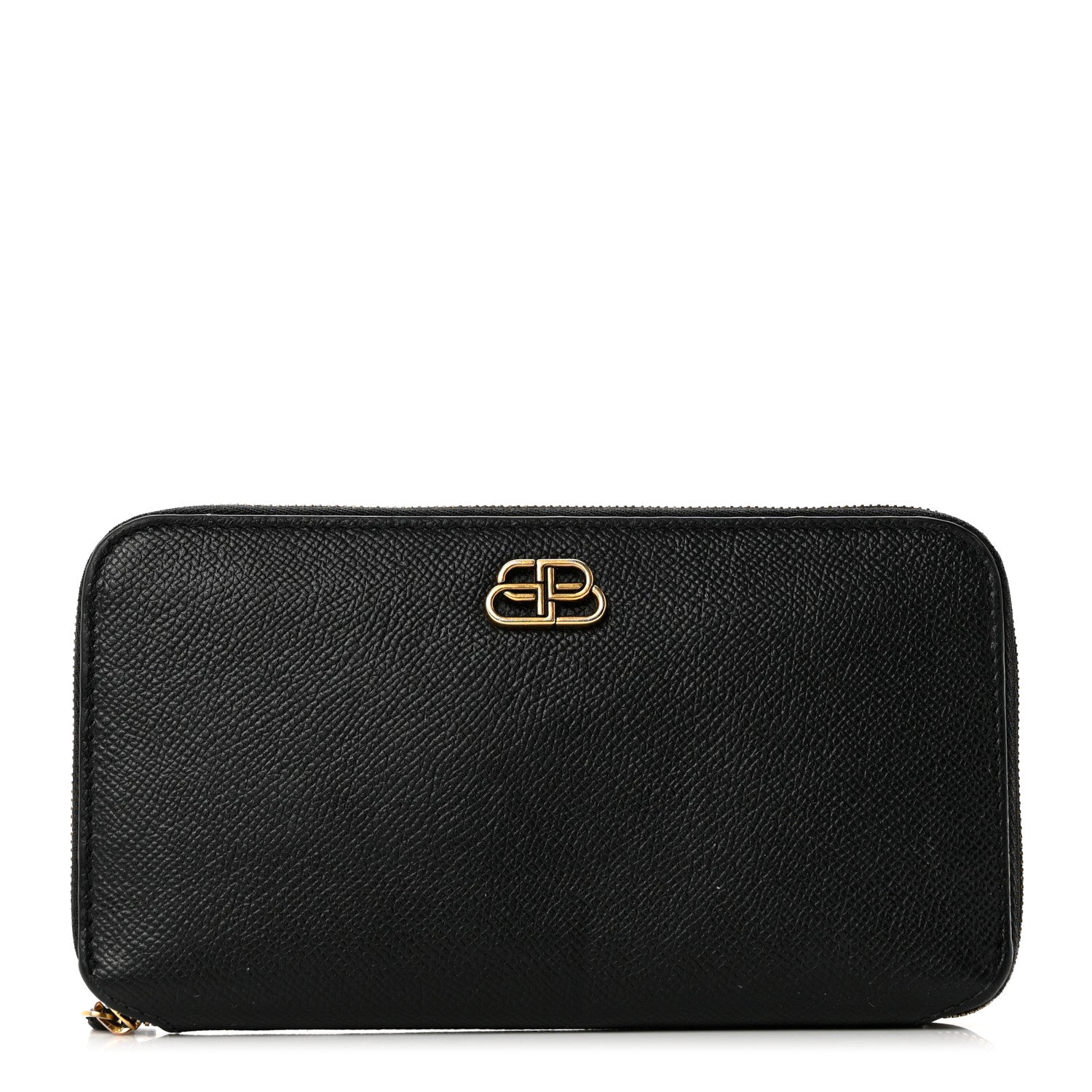 Balenciaga Grained Calfskin BB Continental Zip Around Wallet Black 1 of 9