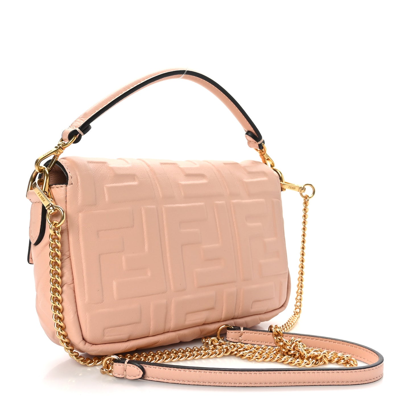 Nappa FF 1974 Embossed Mini Baguette Light Rose