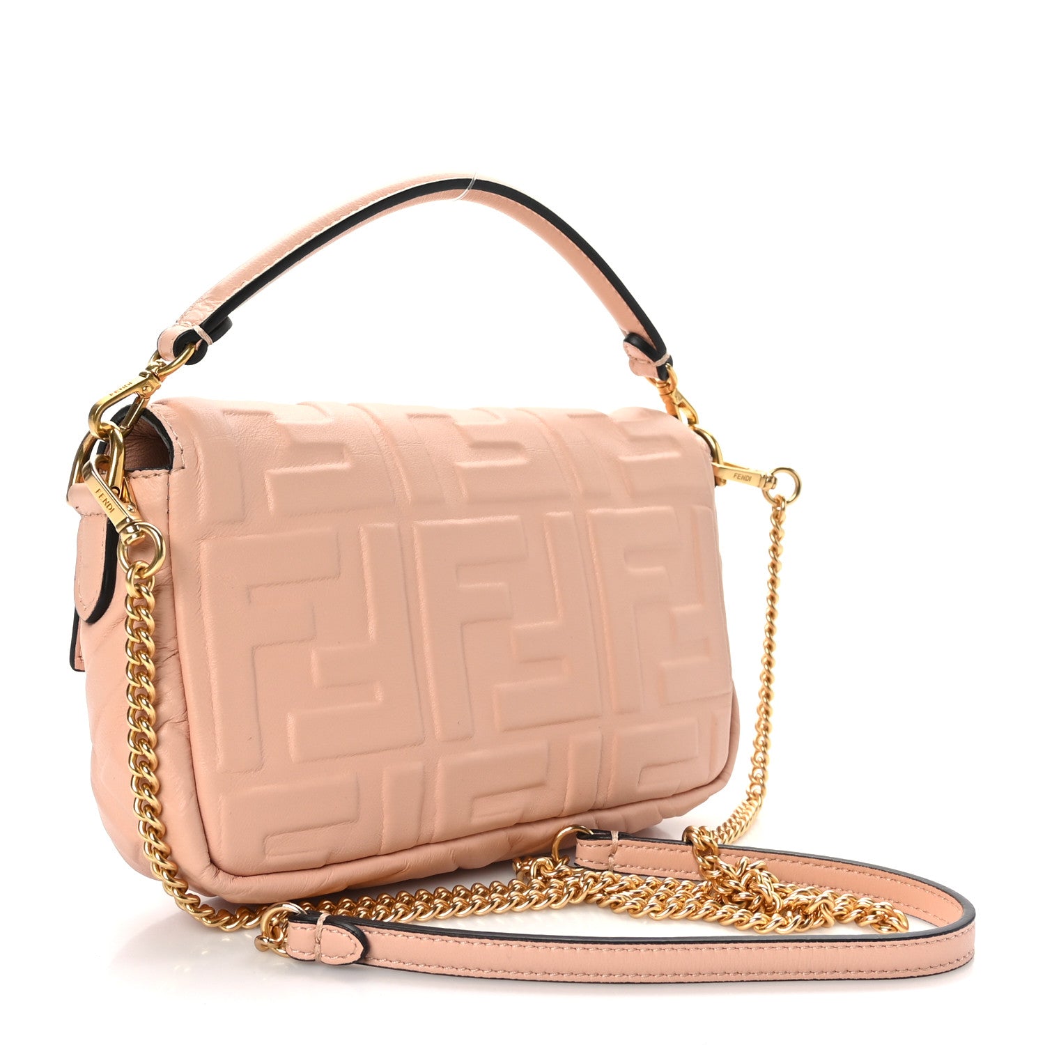 Fendi Nappa FF 1974 Embossed Mini Baguette Light Rose 3 of 9