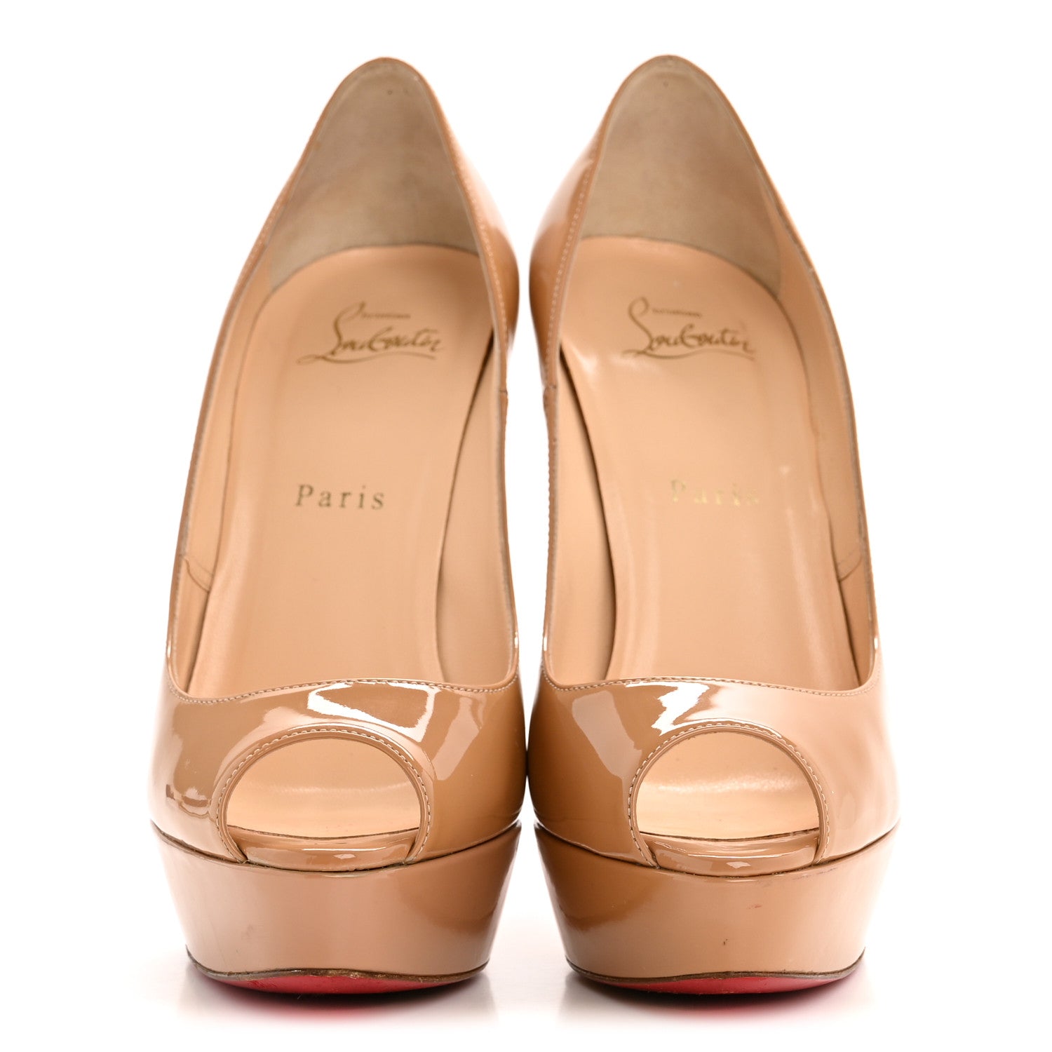 【美品】美脚 Christian Louboutin パンプス ベージュ 38 Christian Louboutin Patent Lady Peep 150 Pumps 38 Nude 1779811