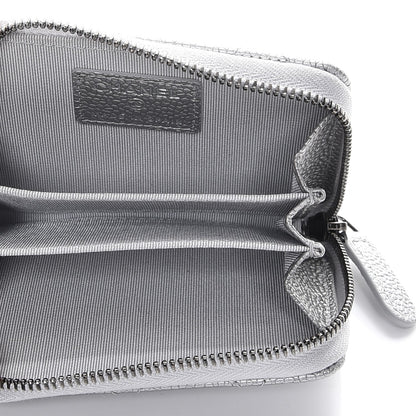 Chanel Metallic Caviar Quilted Zip Coin Purse Silver 5 of 8
