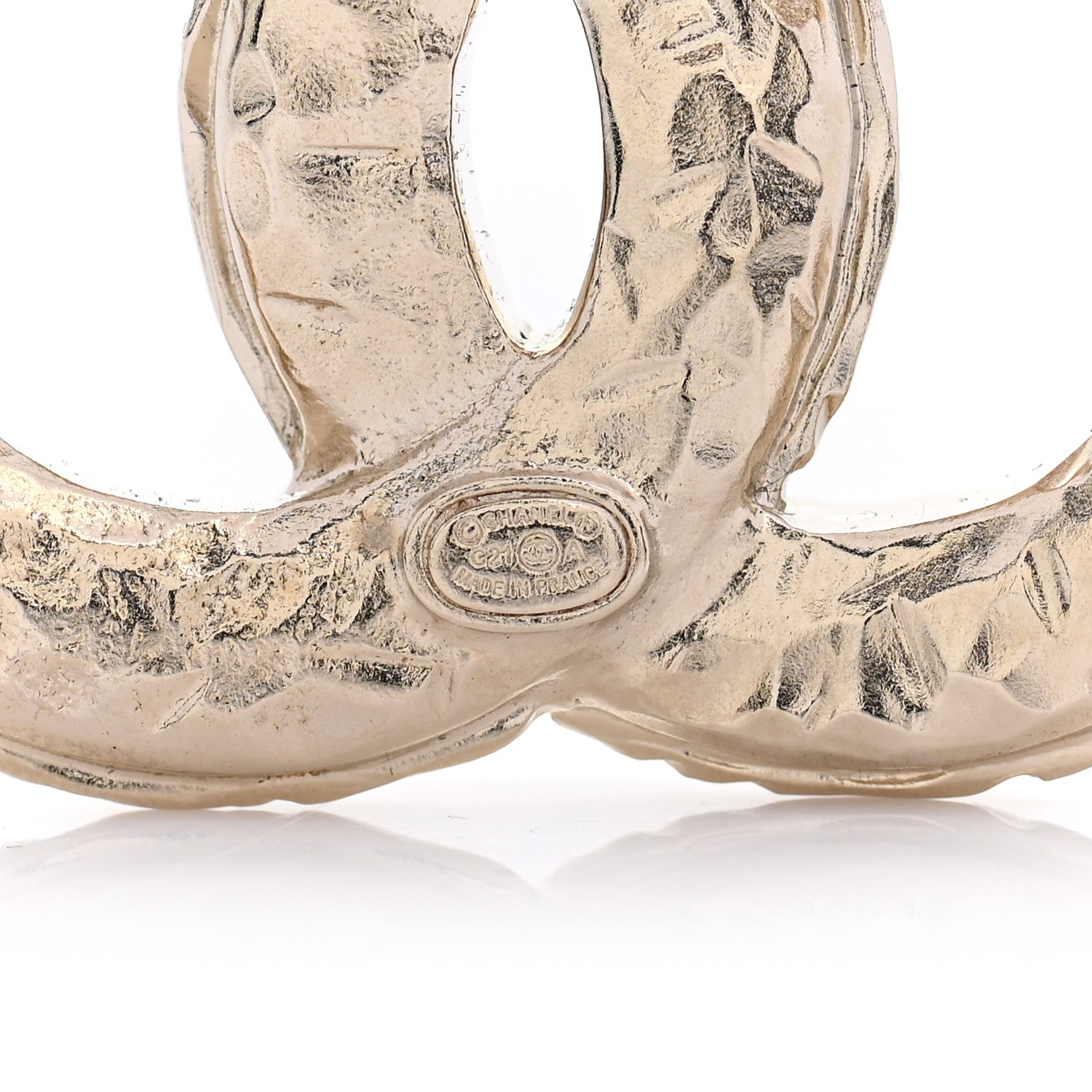 Chanel Crystal Textured CC Brooch Light Gold 4 of 4