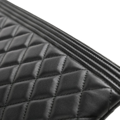 Chanel Lambskin Quilted Medium Boy Cosmetic Case Black 8 of 9