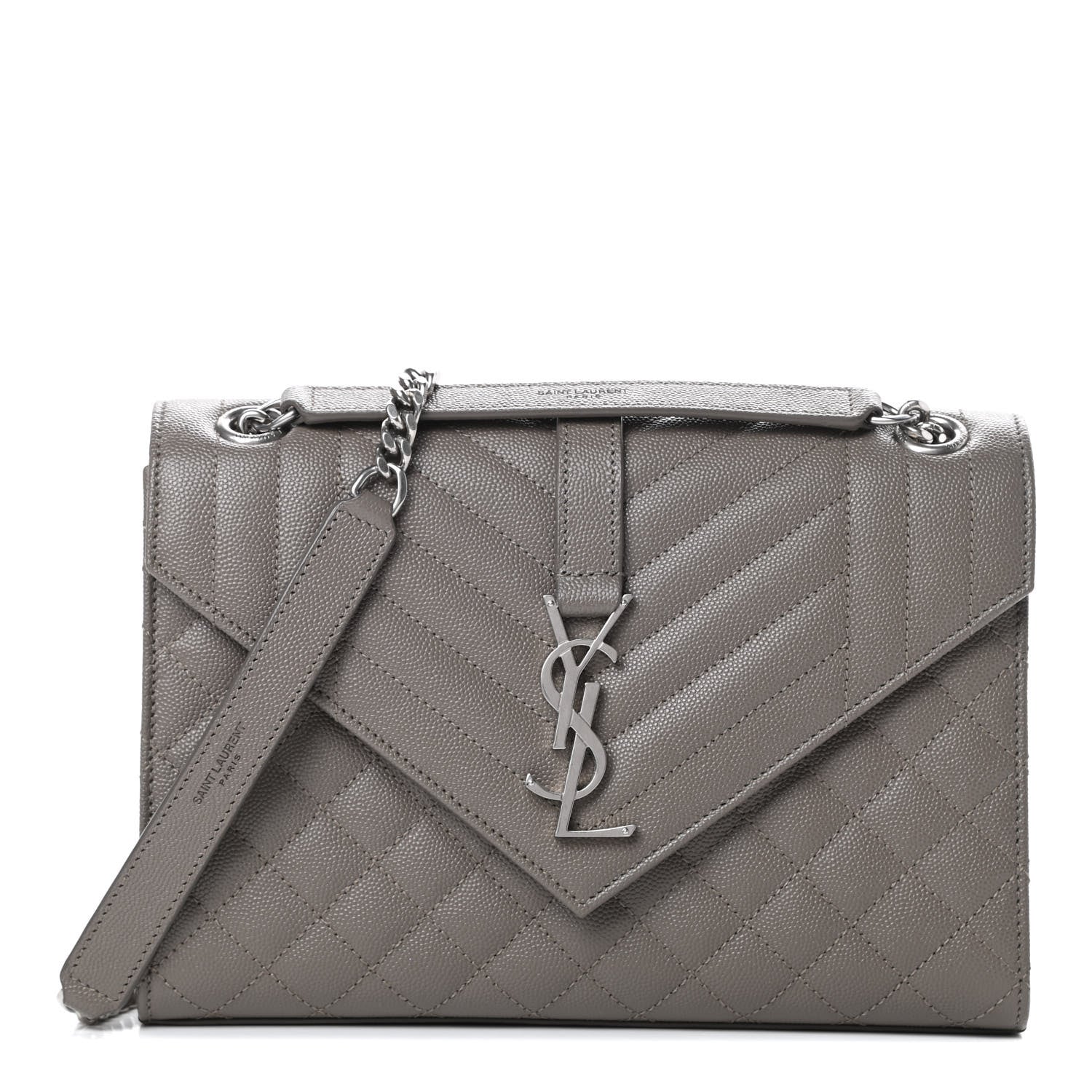 Saint Laurent Grain De Poudre Textured Mixed Matelasse Medium Triquilt Monogram Satchel Earth 1 of 11