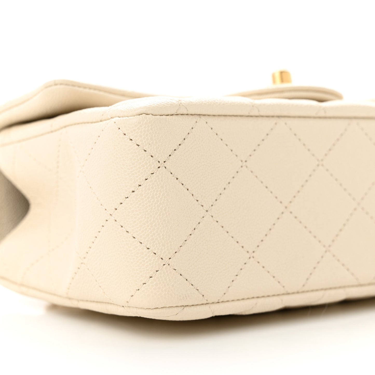 Caviar Quilted Mini Top Handle Rectangular Flap Beige