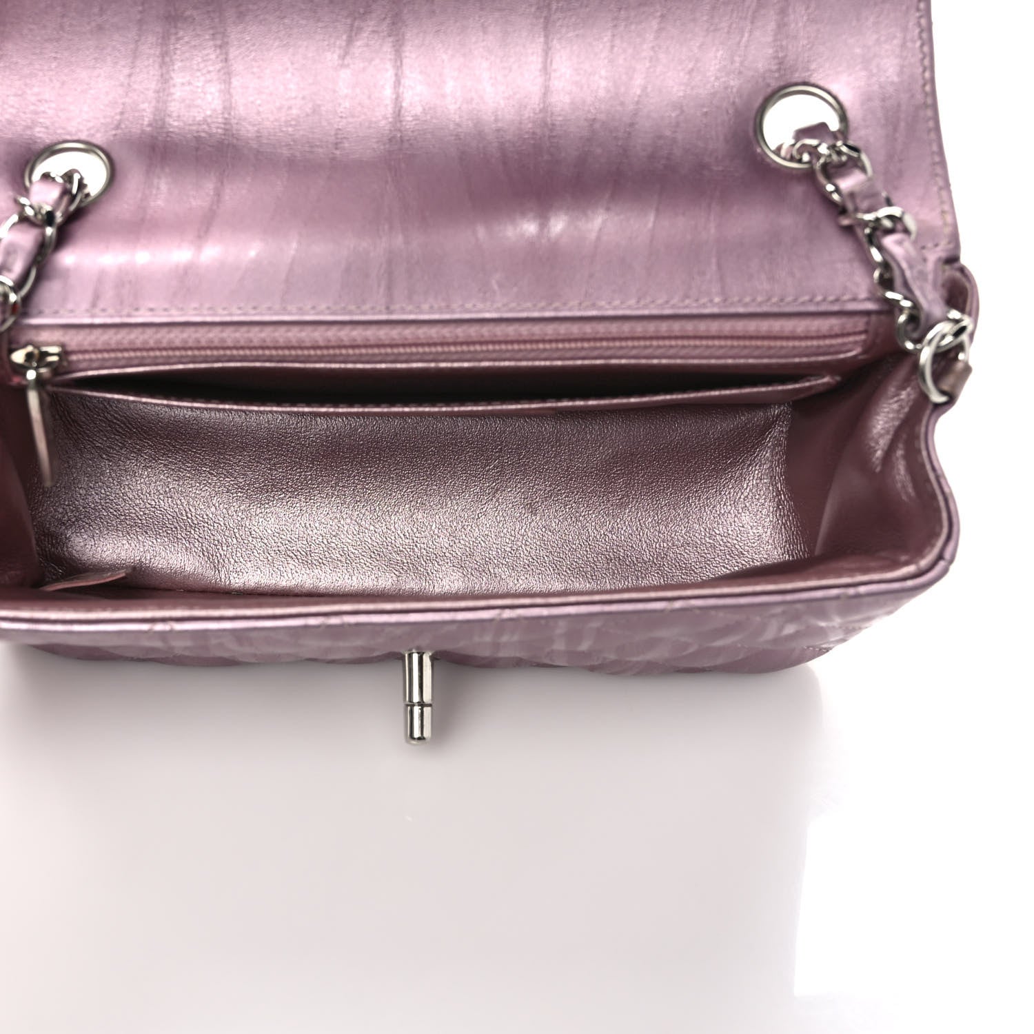 Chanel Metallic Calfskin Quilted Mini Rectangular Flap Pink 5 of 10