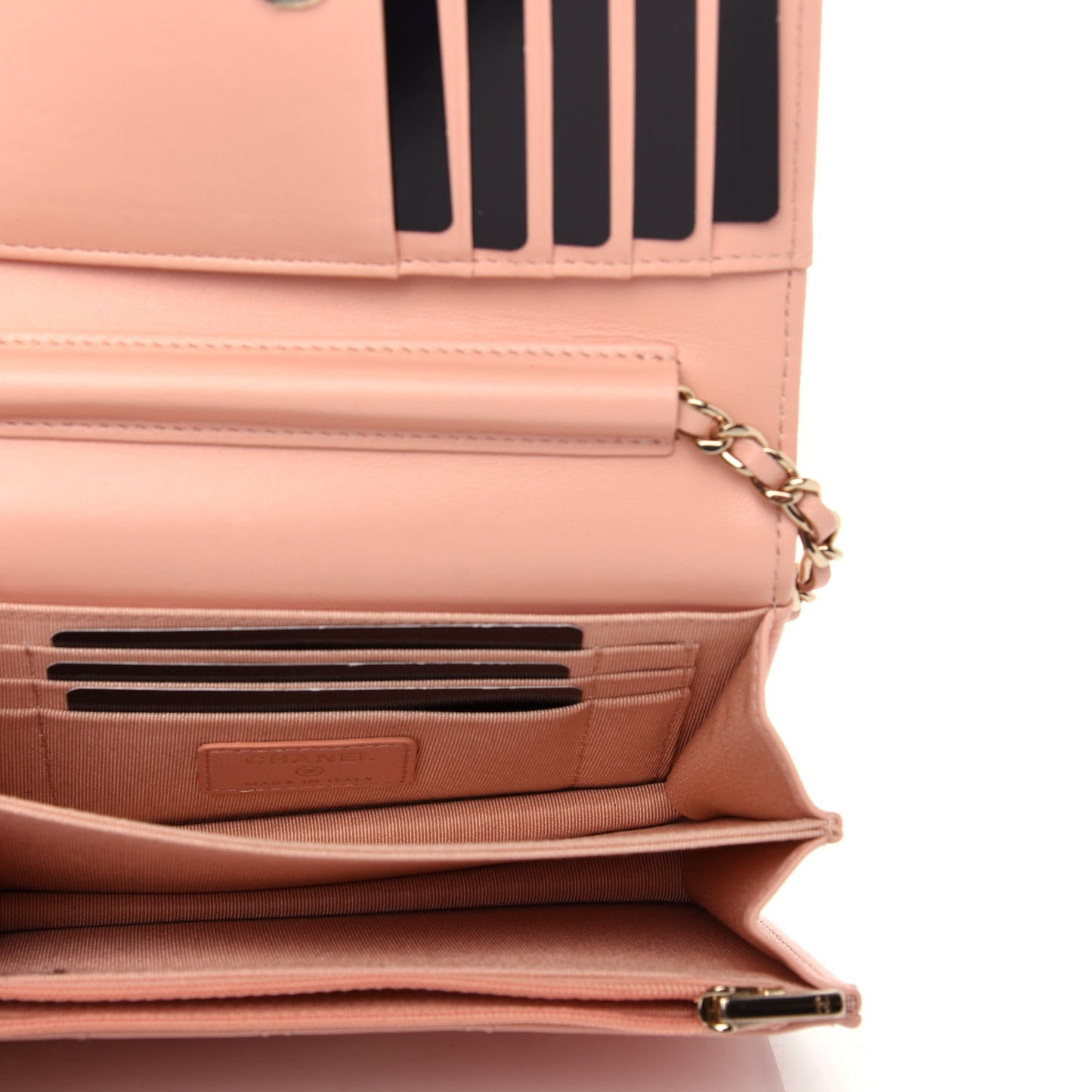 Lambskin Quilted Mini Wallet On Chain WOC Light Pink