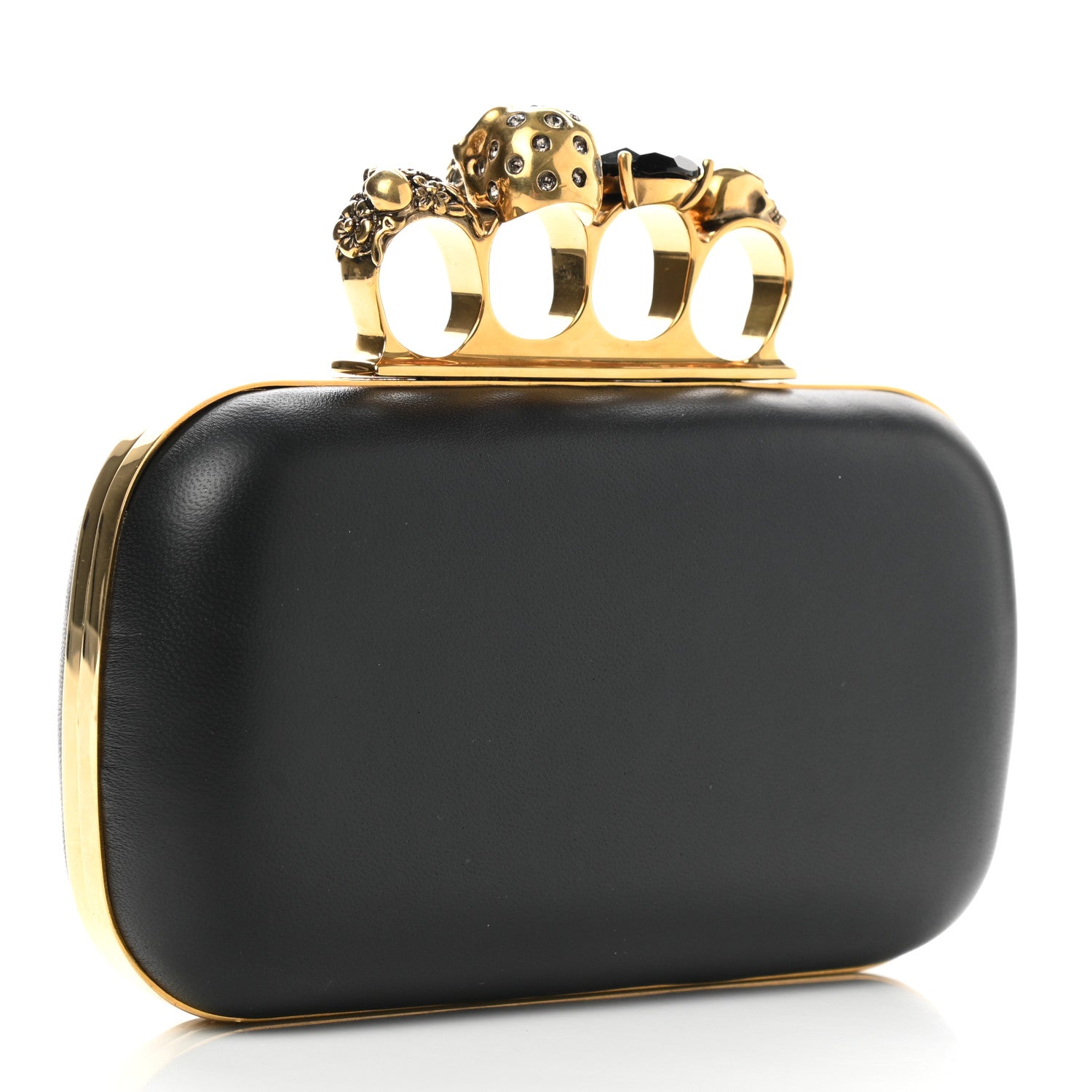 Alexander McQueen Nappa Skull Knuckle Duster Box Clutch Black 3 of 7