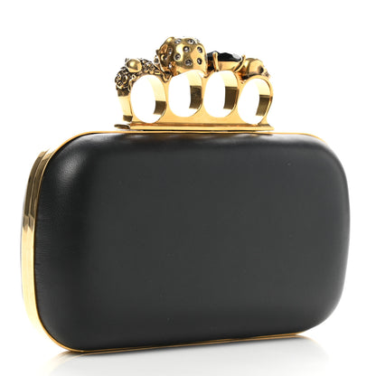 Alexander McQueen Nappa Skull Knuckle Duster Box Clutch Black 3 of 7