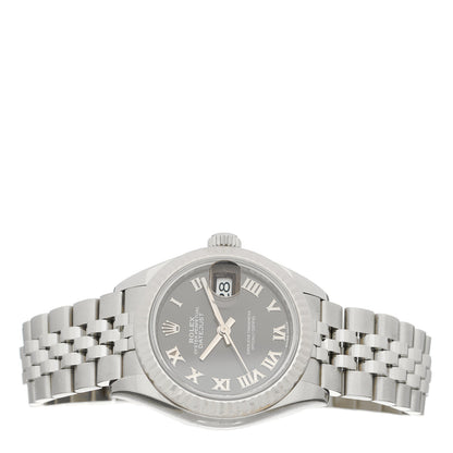 Rolex Stainless Steel 18K White Gold 28mm Oyster Perpetual Datejust Watch Dark Grey Roman 279174 2 of 5