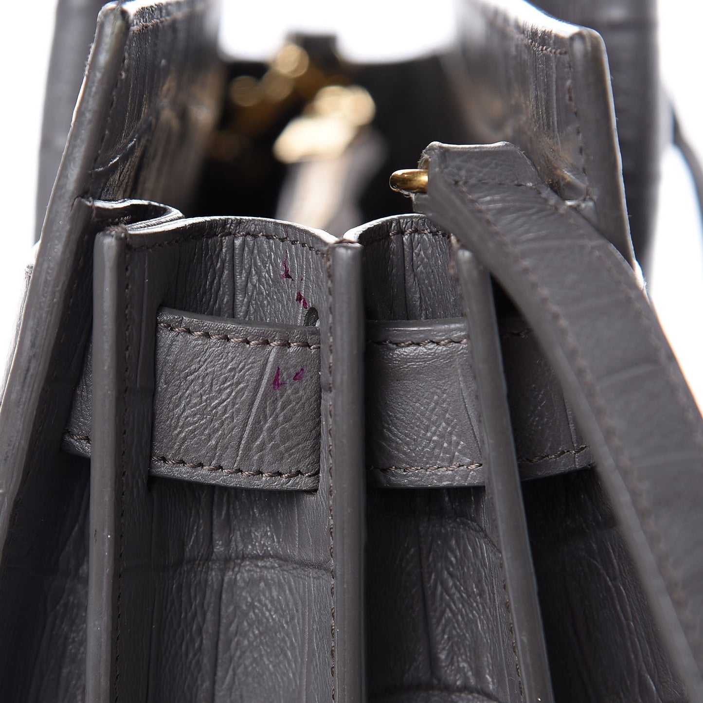 Calfskin Crocodile Embossed Small Sac De Jour Fog