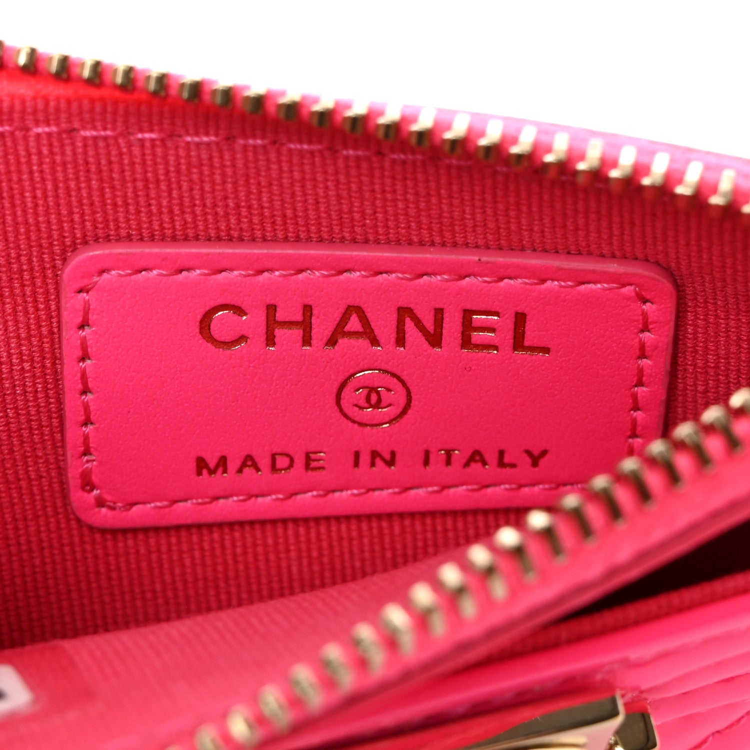 Chanel Patent Chevron Quilted Boy Zip Card Holder Neon Pink 6 of 9