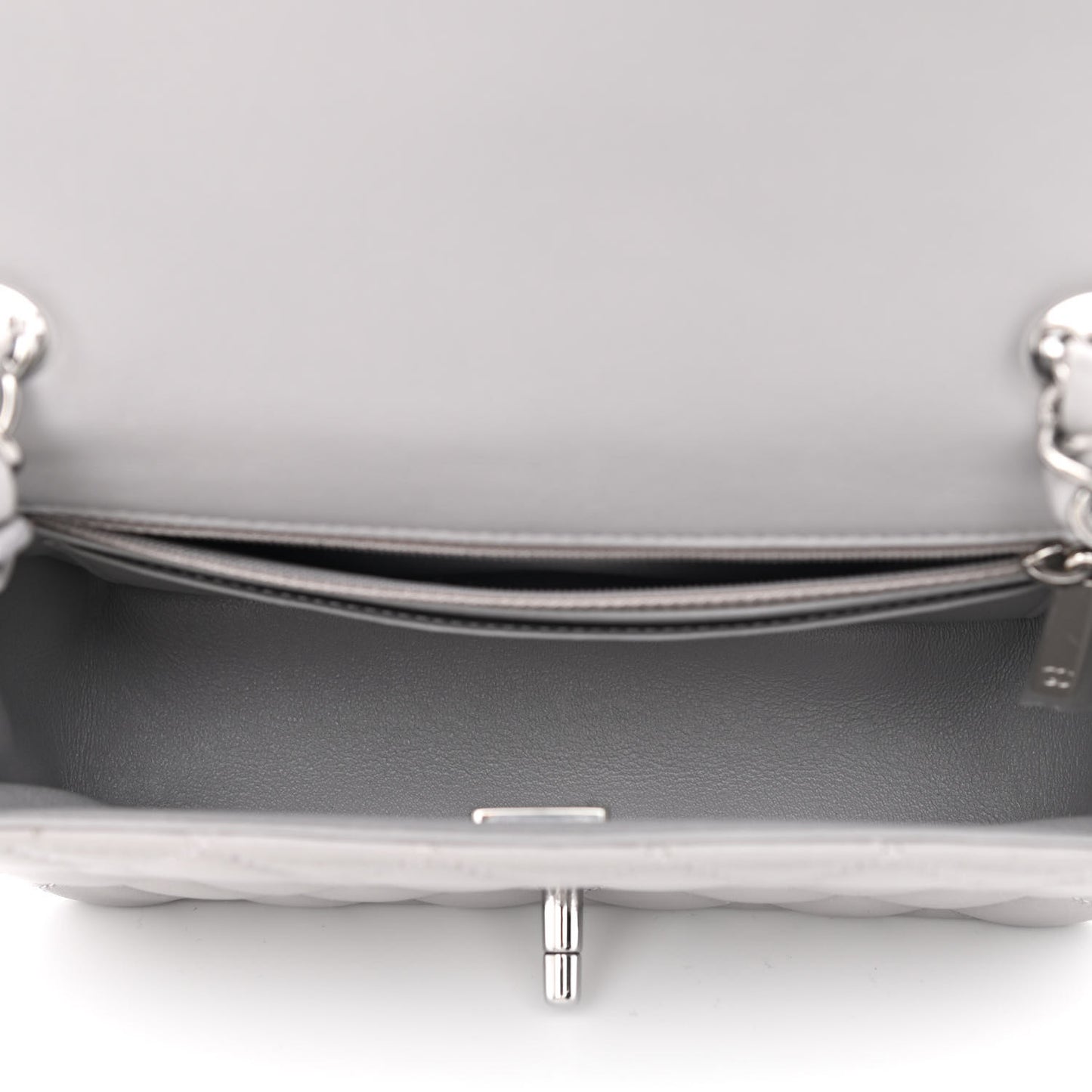 Lambskin Quilted Mini Rectangular Flap Grey