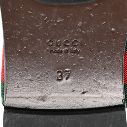 Gucci Nylon Calfskin Web GG Monogram Womens Thong Sandals 37 Green Red Cocoa 6 of 8
