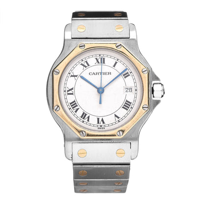 Cartier Stainless Steel 18K Yellow Gold 29mm Santos Octagon Quartz Watch 1 of 6
