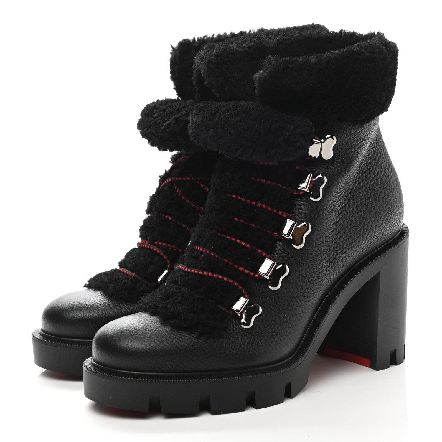 Christian Louboutin Calfskin Shearling Edelvizir 70 Desert Boots 37 Black 3 of 8