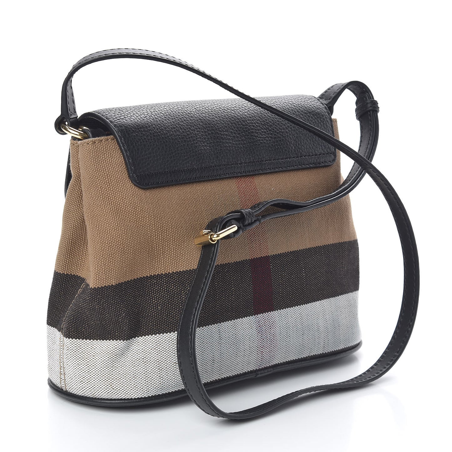 Mega Check Grainy Calfskin Small Gowan Messenger Bag Black