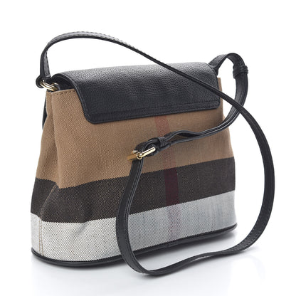 Burberry Mega Check Grainy Calfskin Small Gowan Messenger Bag Black 3 of 11
