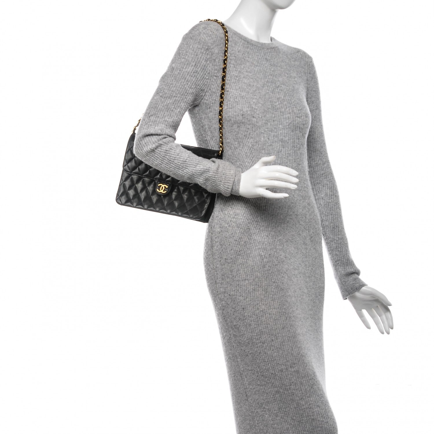 Chanel Lambskin Quilted Medium Single Flap Black 2 of 7