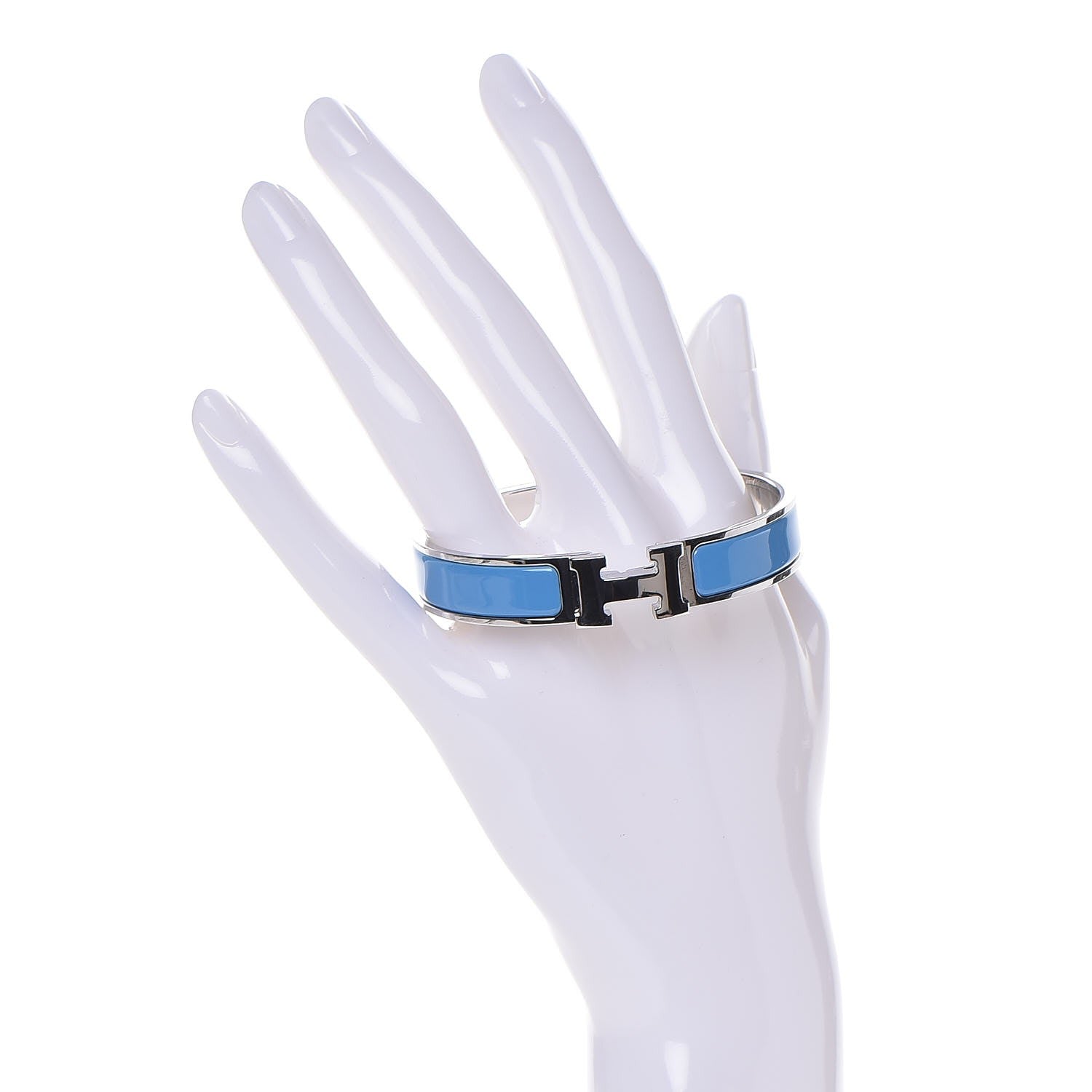 Hermes Enamel Narrow Clic Clac H Bracelet GM Bleu Cielo 2 of 5