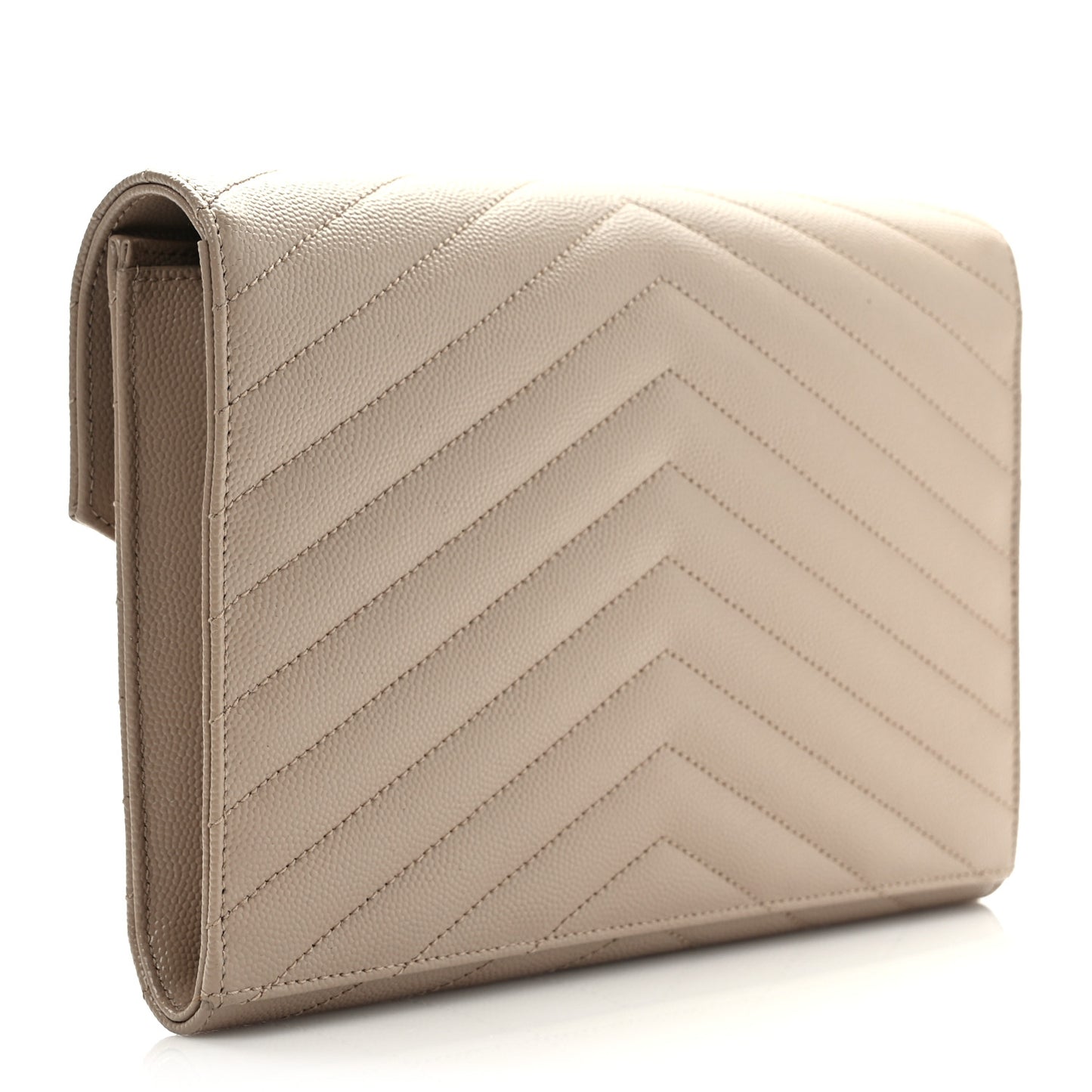Grain De Poudre Matelasse Chevron Monogram Envelope Clutch Dark Beige