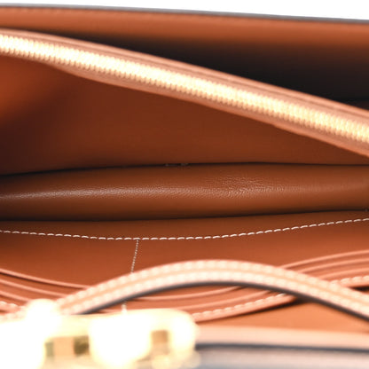 Celine Triomphe Canvas Calfskin Enveloppe Bag Tan 6 of 12