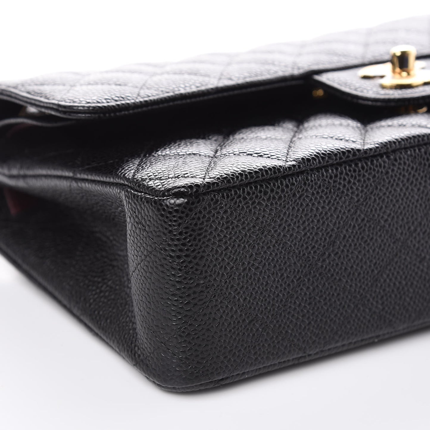 Caviar Quilted Medium Double Flap Black