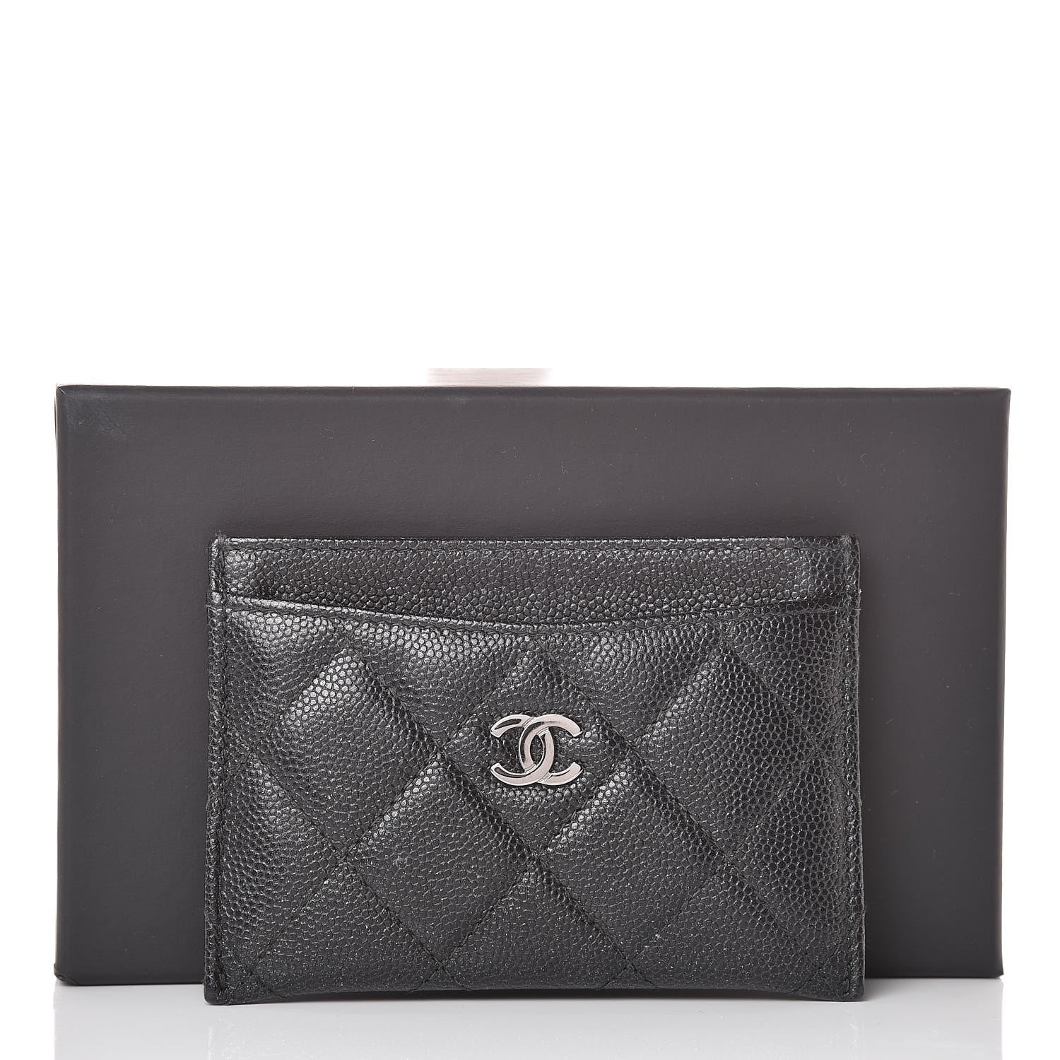 Chanel Metallic Caviar Quilted Card Holder Black 11 of 11