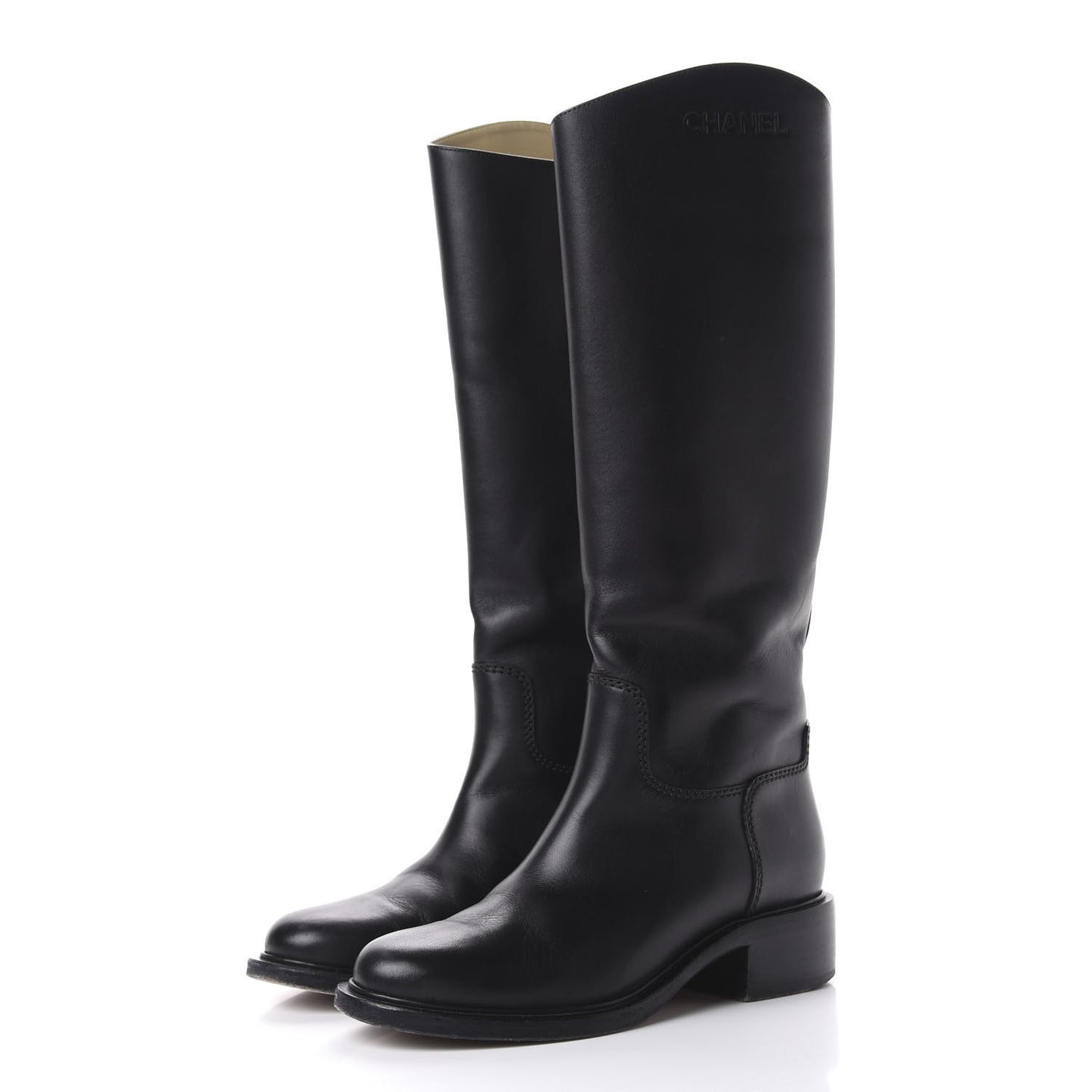 Calfskin Knee High Boots 40 Black
