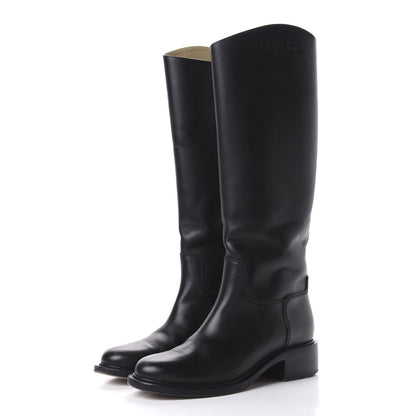 Chanel Calfskin Knee High Boots 40 Black 3 of 10