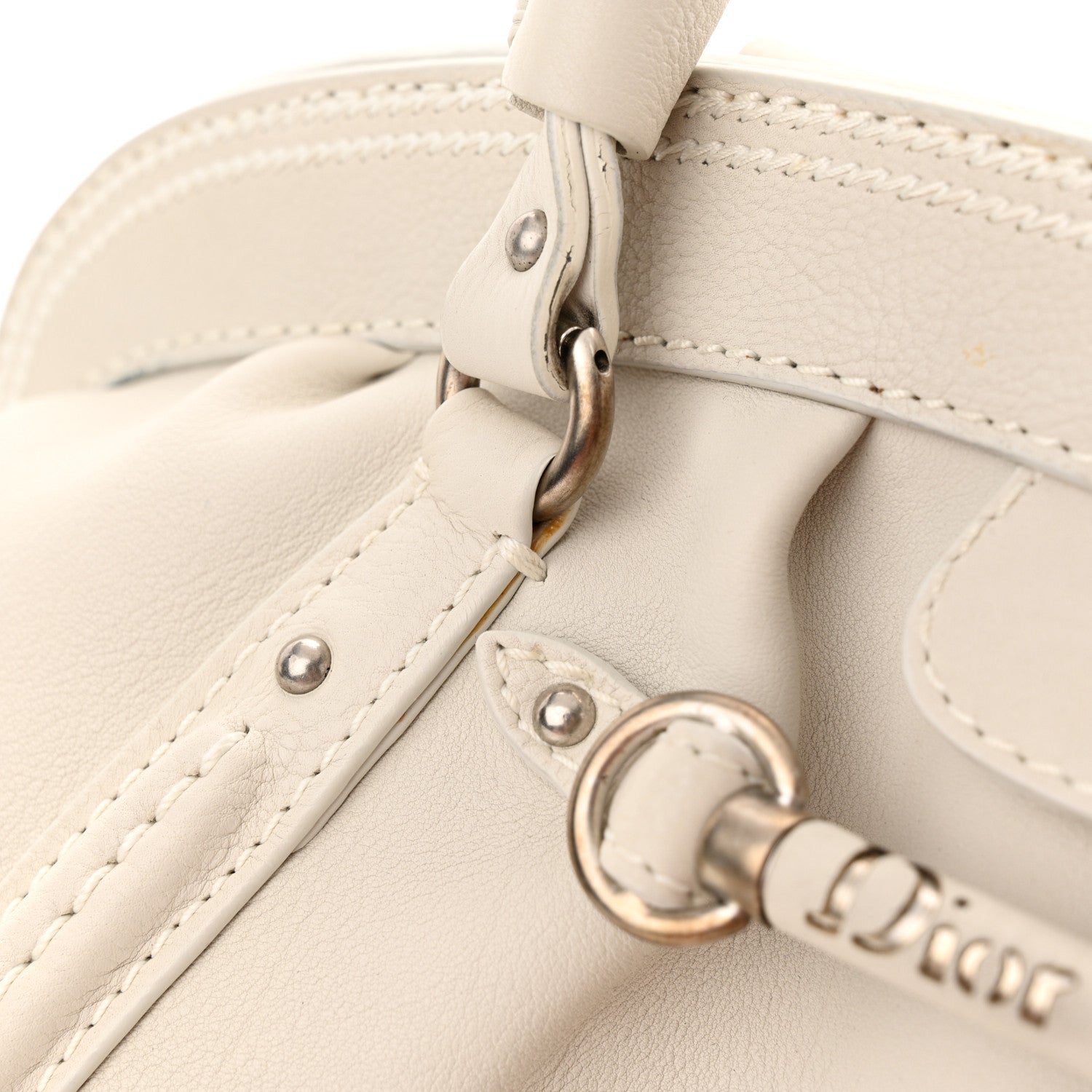 Christian Dior Calfskin My Dior Frame Pocket Satchel White 18 of 19